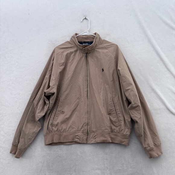 Polo Ralph Lauren Harrington Jacket Men L Beige Full Zip Line Softshell Vented